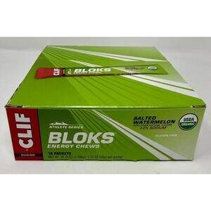 CLIF BLOKS - Salted Watermelon Flavor with 2X Sodium - Energy Chews (18 Count)